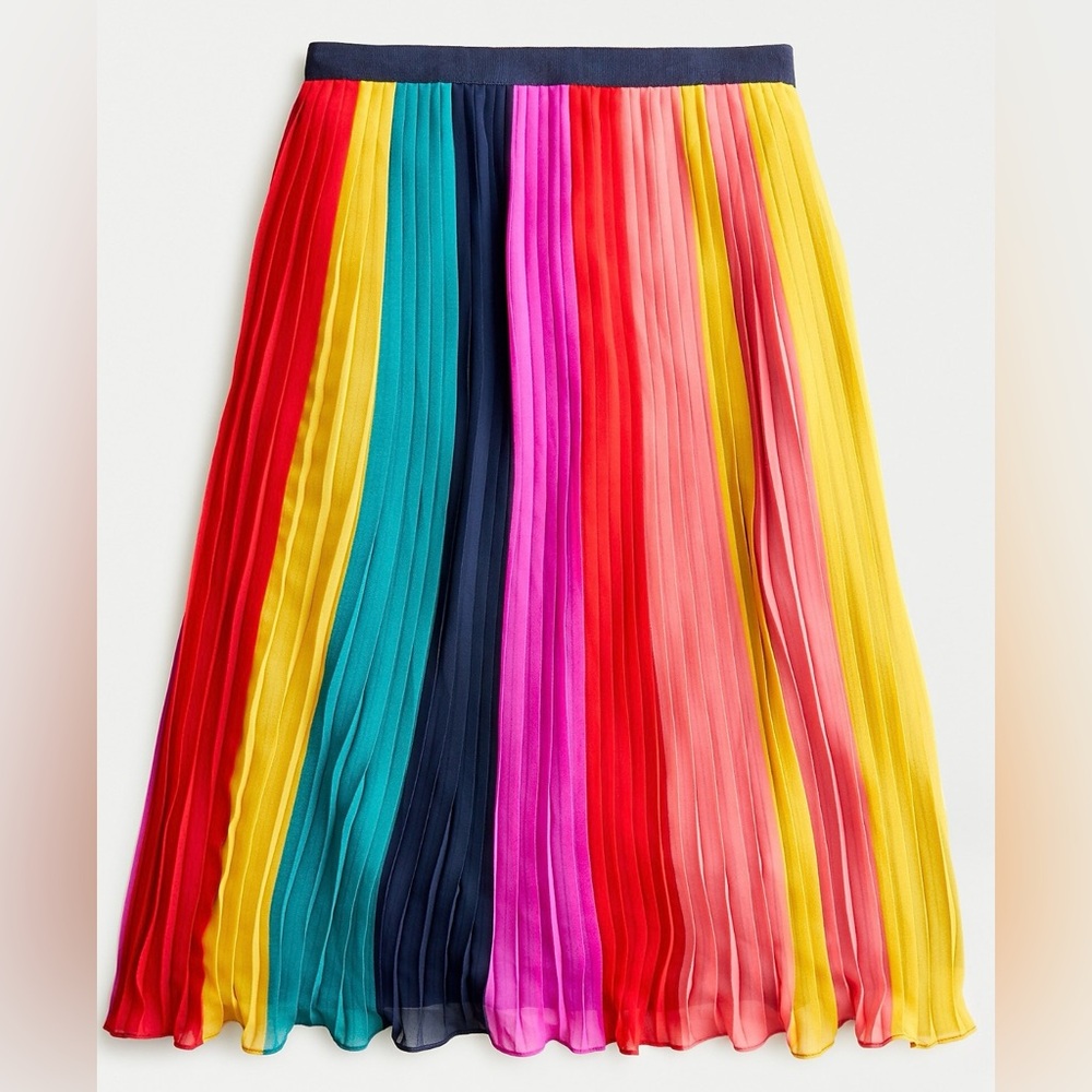 J. Crew Multicolor Pleated Midi Skirt